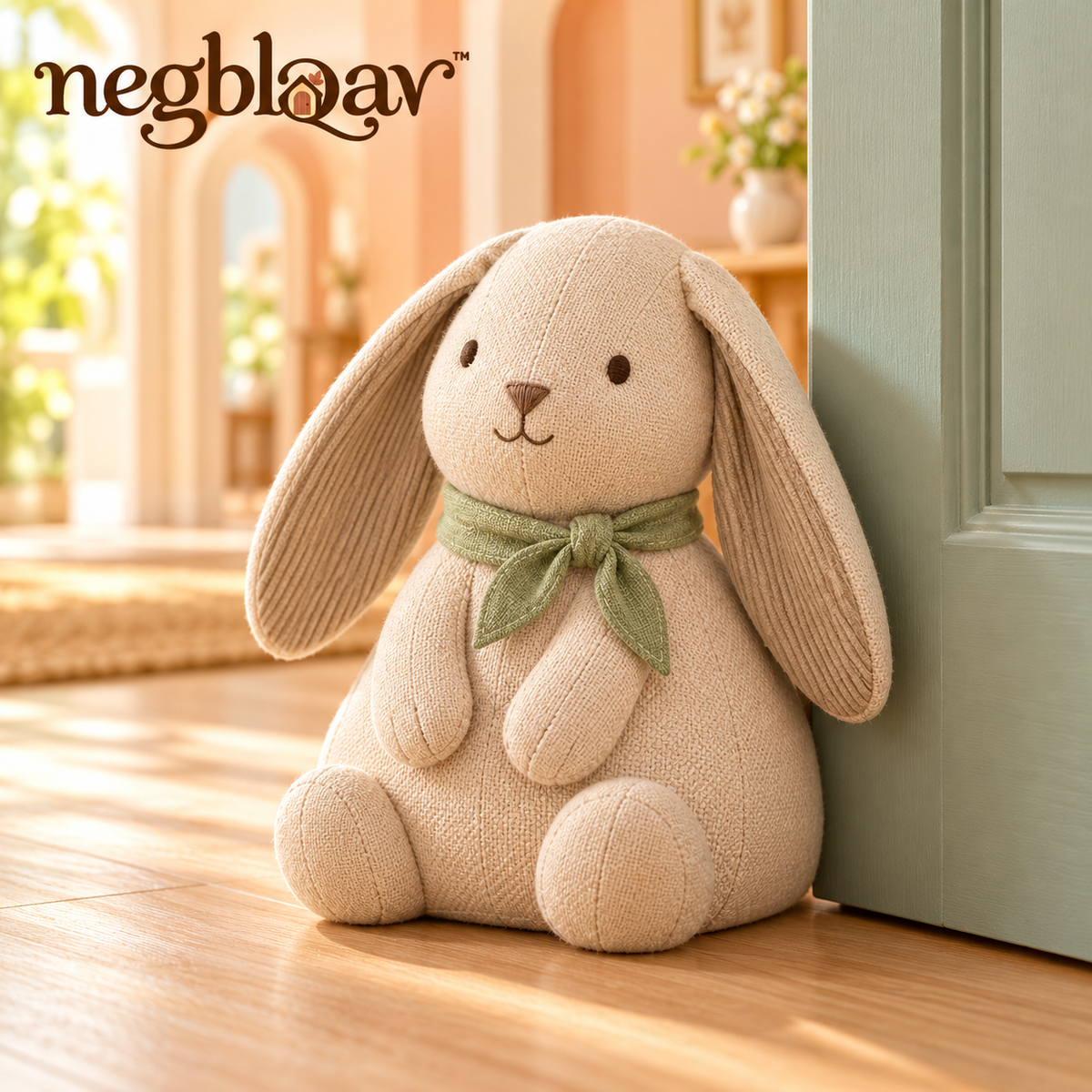 negblqav™ Bramble Bunny Weighted Door Stopper — Decorative Fabric Rabbit Doorstop for Interior Doors, Cozy Cottage Home Decor