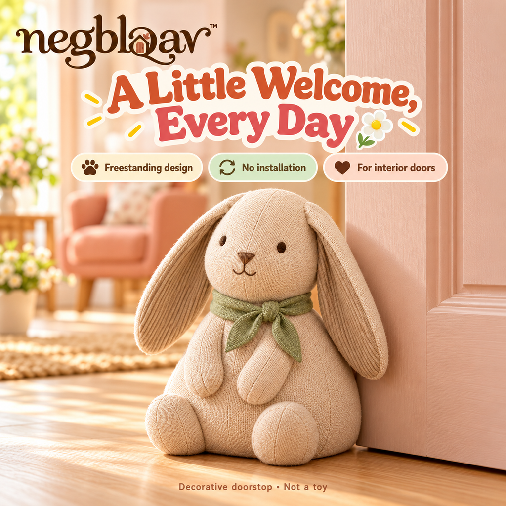 negblqav™ Bramble Bunny Weighted Door Stopper — Decorative Fabric Rabbit Doorstop for Interior Doors, Cozy Cottage Home Decor