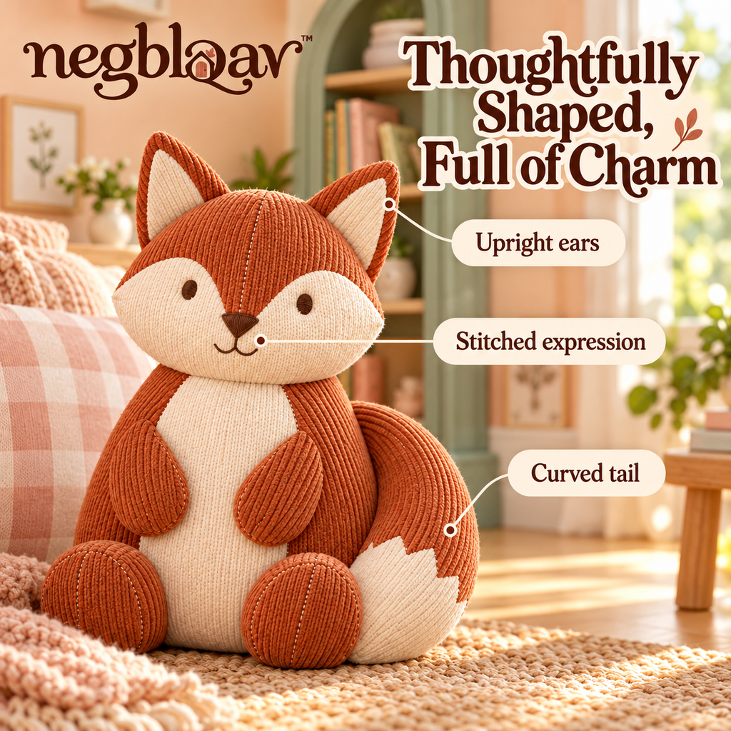 negblqav™ Maple Fox Weighted Door Stopper — Corduroy Animal Doorstop, Decorative Interior Door Holder for Living Rooms and Home Offices