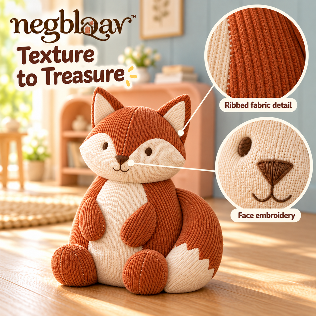 negblqav™ Maple Fox Weighted Door Stopper — Corduroy Animal Doorstop, Decorative Interior Door Holder for Living Rooms and Home Offices