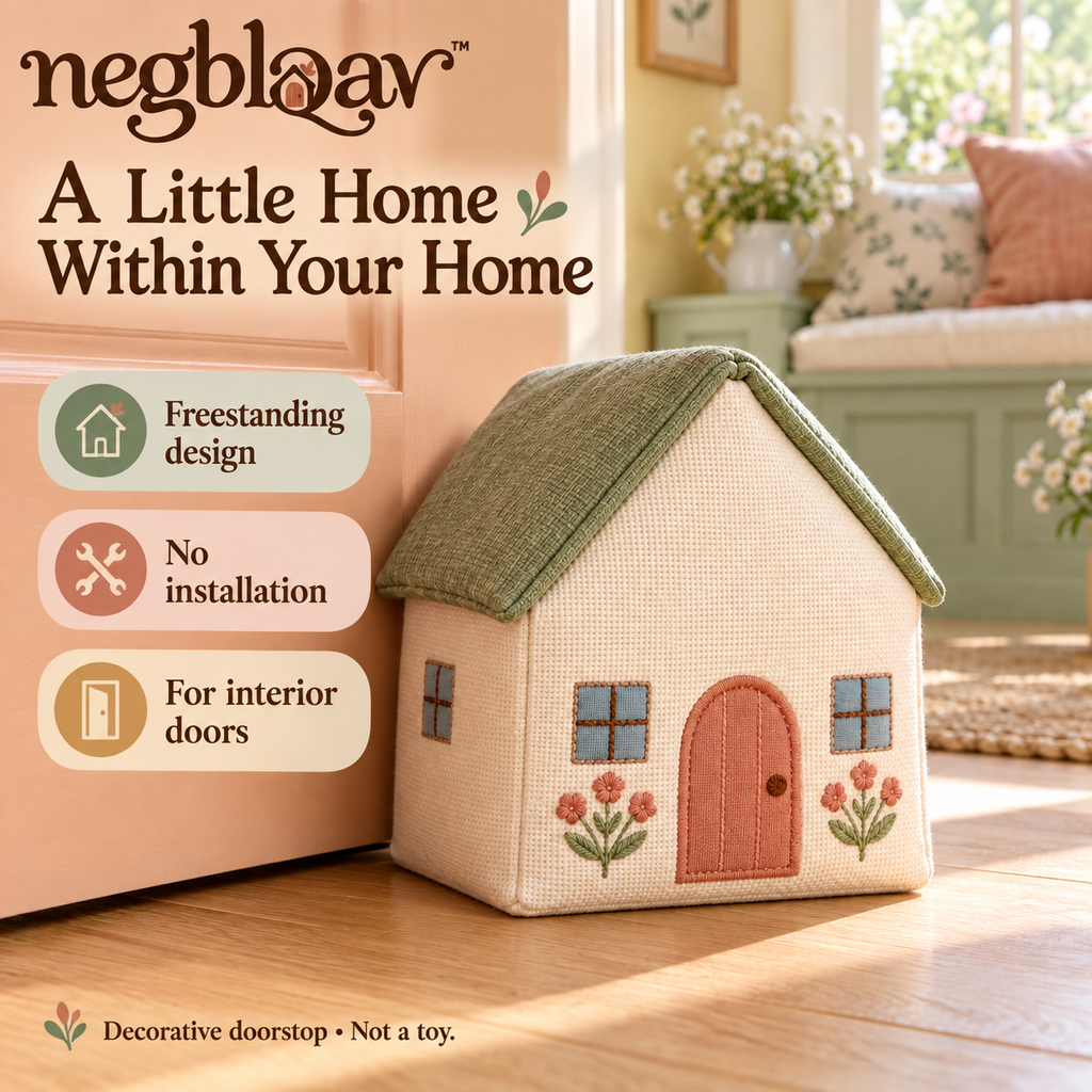 negblqav™ Willow Cottage Weighted Door Stopper — Fabric House Doorstop with Floral Embroidery, Decorative Interior Door Holder
