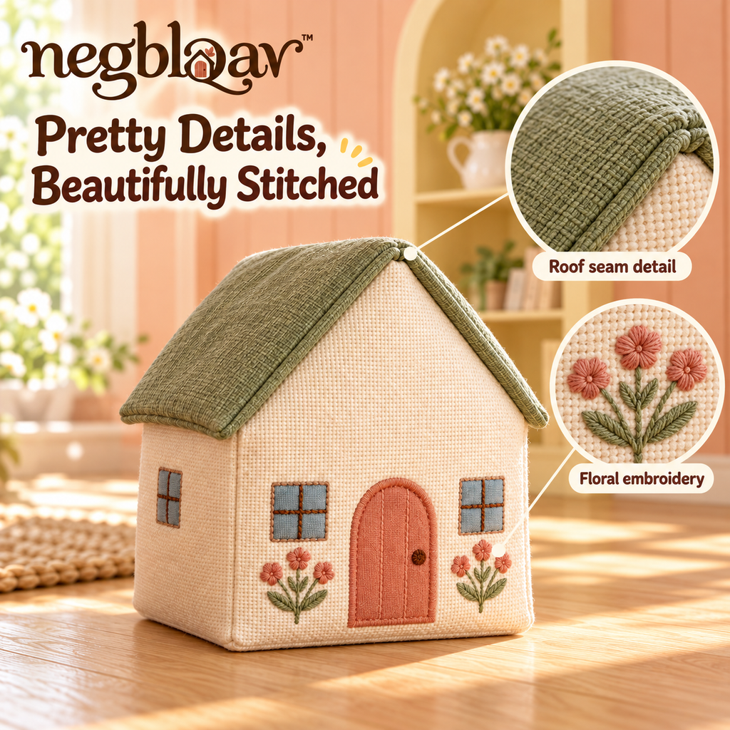 negblqav™ Willow Cottage Weighted Door Stopper — Fabric House Doorstop with Floral Embroidery, Decorative Interior Door Holder