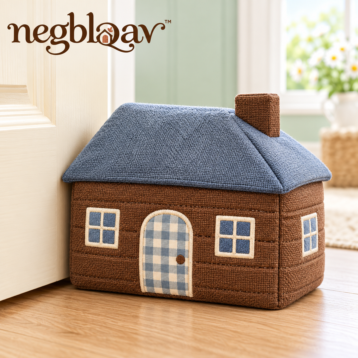 negblqav™ Patchwork Cabin Weighted Door Stopper — Decorative Fabric House Doorstop, Rustic Cottage Door Weight for Indoor Use
