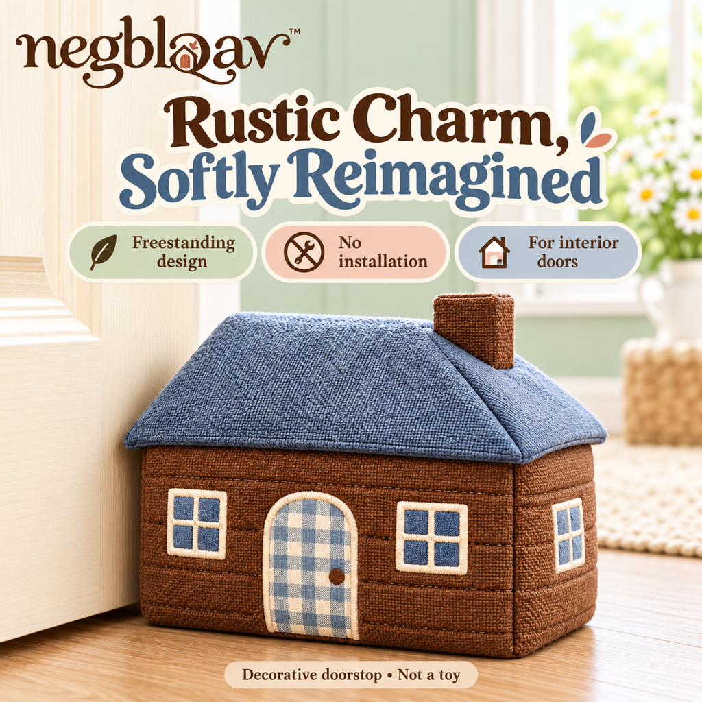 negblqav™ Patchwork Cabin Weighted Door Stopper — Decorative Fabric House Doorstop, Rustic Cottage Door Weight for Indoor Use