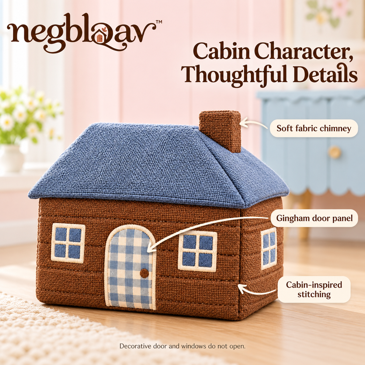 negblqav™ Patchwork Cabin Weighted Door Stopper — Decorative Fabric House Doorstop, Rustic Cottage Door Weight for Indoor Use