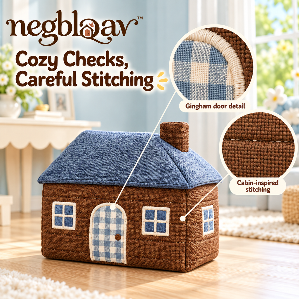 negblqav™ Patchwork Cabin Weighted Door Stopper — Decorative Fabric House Doorstop, Rustic Cottage Door Weight for Indoor Use