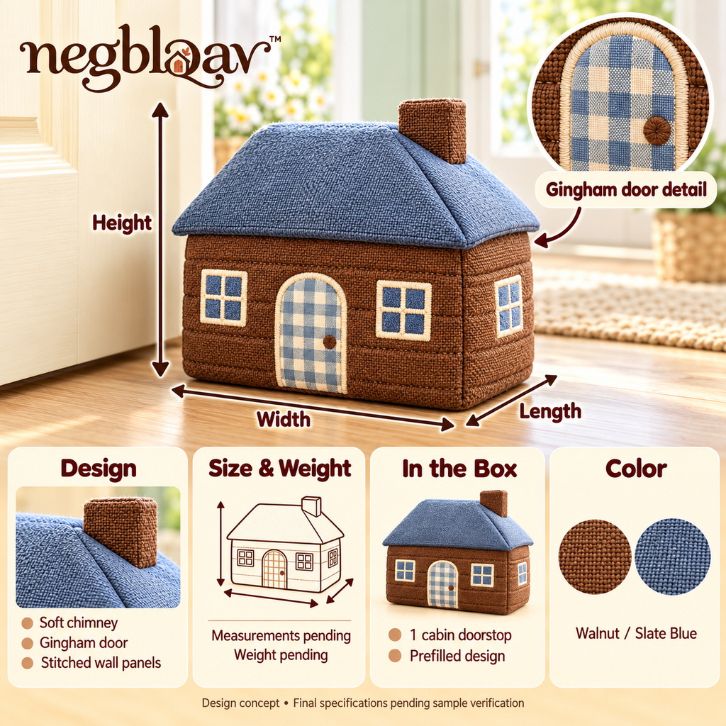 negblqav™ Patchwork Cabin Weighted Door Stopper — Decorative Fabric House Doorstop, Rustic Cottage Door Weight for Indoor Use