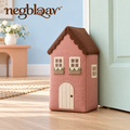 negblqav™ Rosewood Townhouse Weighted Door Stopper — Tall Fabric Cottage Doorstop, Decorative House Door Holder with Scalloped Roof