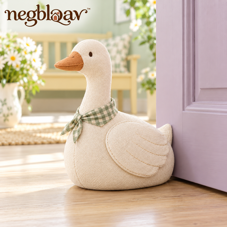 negblqav™ Daisy Goose Weighted Door Stopper — Decorative Fabric Goose Doorstop, Cottage Farmhouse Interior Door Holder