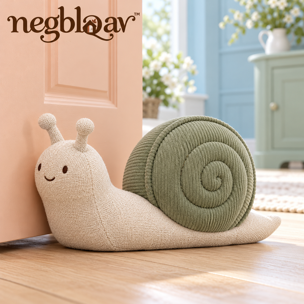 negblqav™ Clover Snail Weighted Door Stopper — Decorative Fabric Animal Doorstop with Spiral Shell, Whimsical Indoor Door Weight