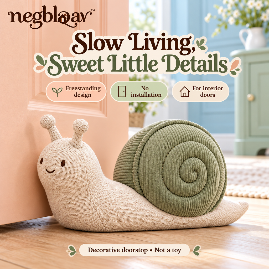 negblqav™ Clover Snail Weighted Door Stopper — Decorative Fabric Animal Doorstop with Spiral Shell, Whimsical Indoor Door Weight