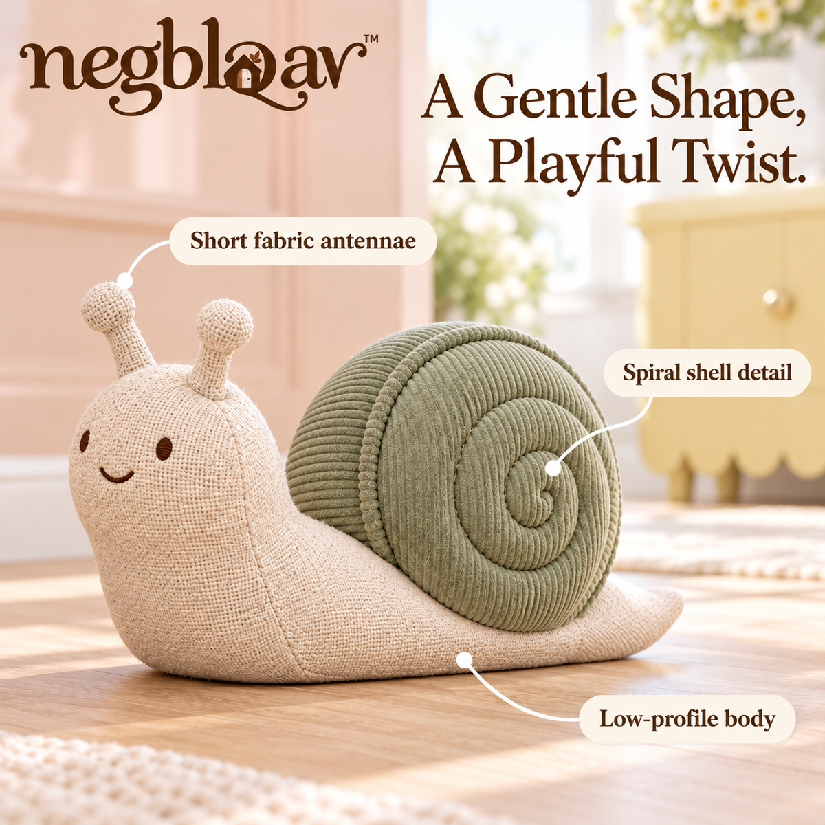 negblqav™ Clover Snail Weighted Door Stopper — Decorative Fabric Animal Doorstop with Spiral Shell, Whimsical Indoor Door Weight
