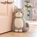 negblqav™ Pippin Tabby Cat Weighted Door Stopper — Decorative Fabric Cat Doorstop, Cozy Interior Door Holder with Embroidered Stripes